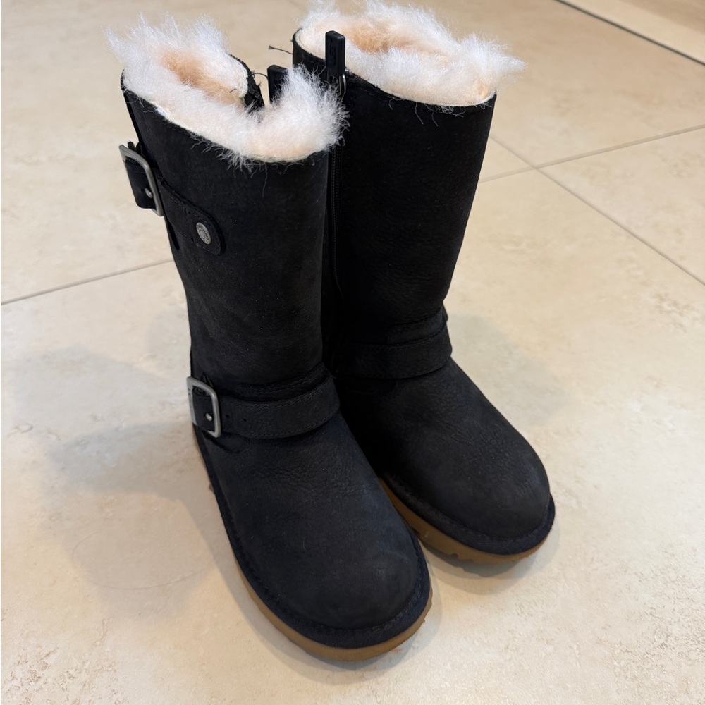 UGG Black Boots with Cream Shearling Interior